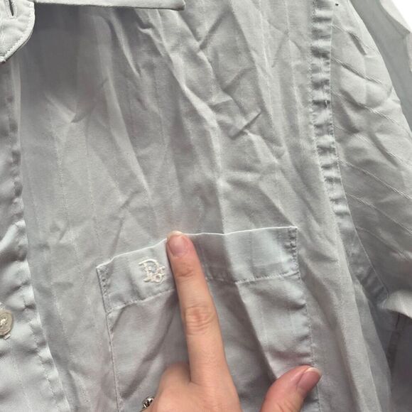 Christian Dior Monsiuer Light Blue Stitched Accent Short Sleeve Button Down S - Picture 2 of 4